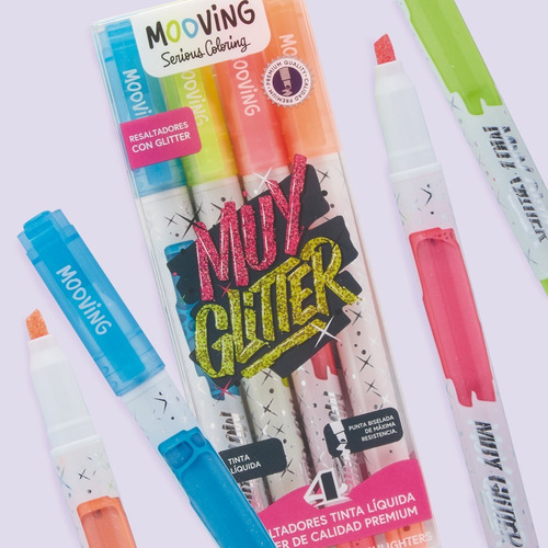 Imagen 3 de 5 de Resaltador Glitter Coloring Set X4 3051604 Mooving