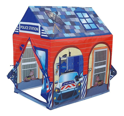 Carpa Para Niños Casita De Juguete Modelo Estacion Policia Color Azul