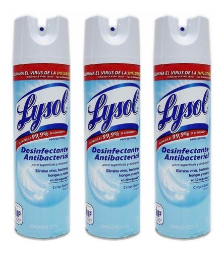 Lysol Spray Desinfectante Antibacterial 3 Pack De 475 G C/u