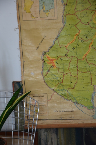 Mapa Argentina Entre Rios Corrientes Antiguo Tela Escolar (Usado)