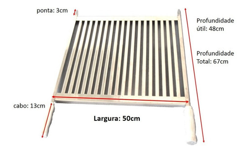 Grelha Em Inox Uruguaia Parrilha Churrasco 50cm + Suporte Tb