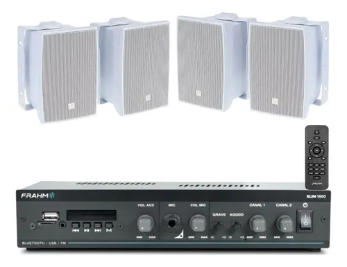 comprar Amplificador Som Ambiente Frahm Bluetooth + Par Caixas Jbl