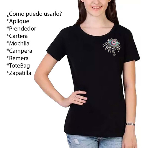 Aplique Parche Prendedor Ojo Bordado Mostacilla Agua Bordado