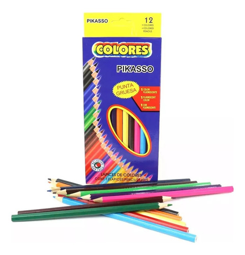 12 Lápices De Colores Largos Económicos Mayoreo