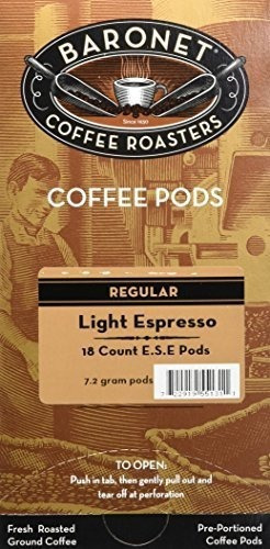 Baronet Coffee Single Espresso Light Ese Pods, 54 