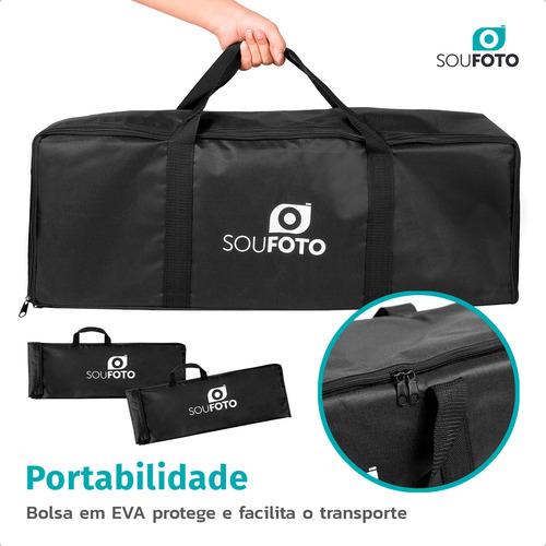 Kit Iluminação Softbox Duplo Berlim LED Bicolor 40W com Dimmer, Tripé 190cm, Bolsa de Transporte, Luz Ajustável Fria e Quente, 127/220V, Ideal para Estúdio, Foto, Vídeo, Lives e Produções