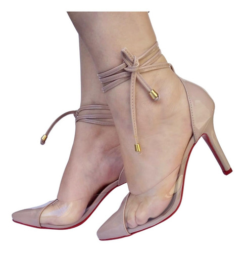 Promoção Scarpin Transparente Vinil Salto Alto 10cm Sapato