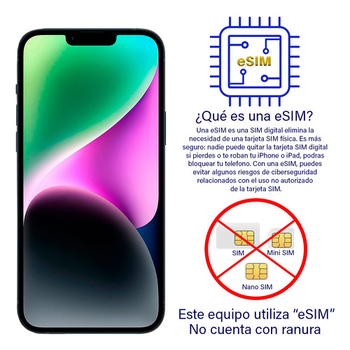 Apple iPhone 14 Plus 128 Gb Negro Reacondicionado Tipo A Esim (Reacondicionado)