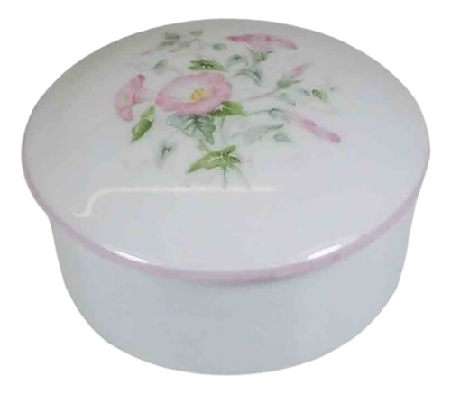 Caja, Cofre De Porcelana Limoges, Blanco Con Flores Cp12