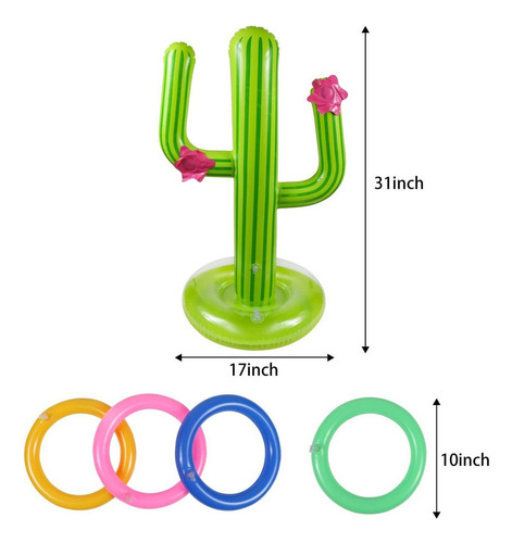 Juego De Lanzamiento De Anillo De Cactus Inflable De 2 Pieza