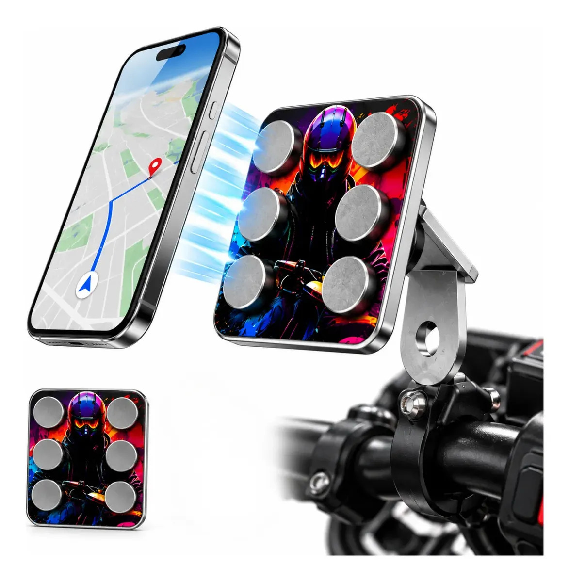 Suporte Magnético Celular Moto Bike Imã Neodímio Extra Forte Reforçado Resistente Para Motoboy Gps - Multicontrol