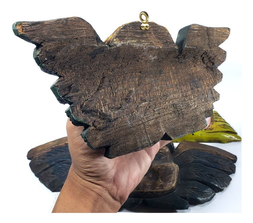 Artesanía Mexicana Querubines Tallados Madera Pared Antiguos (Usado)