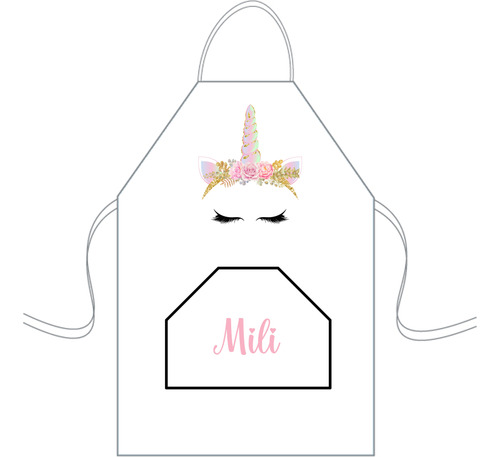 Delantal Cocina Mediano Para Niños Mini Chef Personalizado Unicornio 4 Personalizado