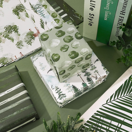 Anydesign De 12 Hojas Tema De Bosque Papel De Envoltura De A