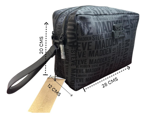 Cosmetiquera Gde Negra Steve Madden Csm-1083 Negro Estampada Logo