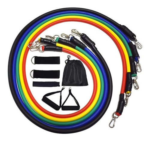 Imagen 2 de 4 de Set 5 Bandas Elasticas Con Agarre Y Anclaje. Regulables. Fit