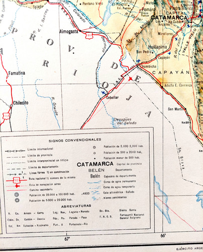 Mapa 1954 Provincia De Catamarca Plano Carta Color Peronismo (Usado)