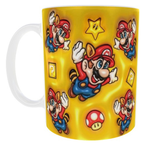 Taza Mario Bros Mapache 3d (efecto Visual 3d)