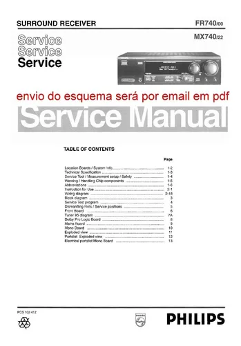 comprar Esquema Receiver Philips Mx740 Mx 740   Em Pdf  Via Email