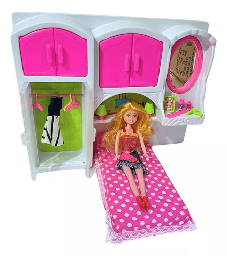 Cama boneca Barbie Conjunto Completo c com roupa de cama