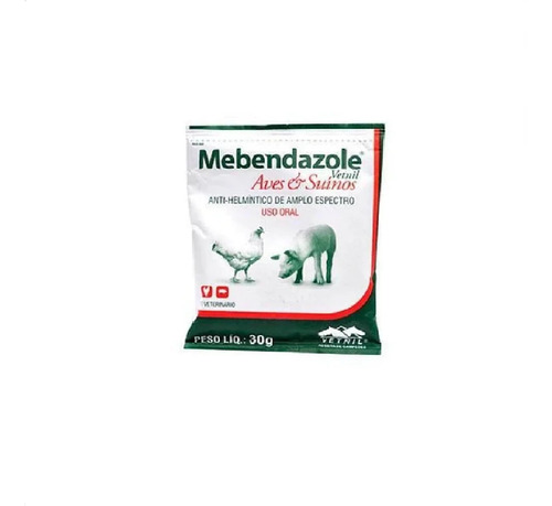 Antiparasitário Mebendazole Envelope 30g Vetnil Aves E Suíno