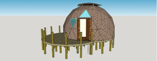 Diseño Digital De Tiny House Glamping Con Domo Geodésico 3d 