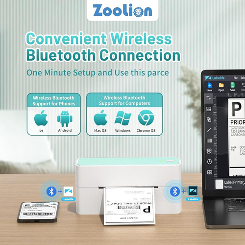 Impresora Térmica De Etiquetas De Envío Zoolion Bluetooth, I