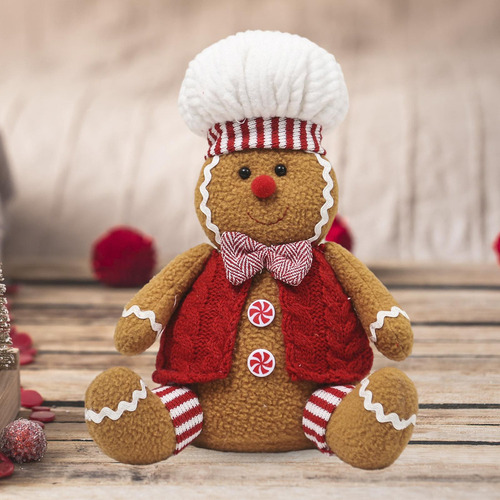 Muñeca Navideña De Pan De Jengibre, Muñeca Sentada Navideña