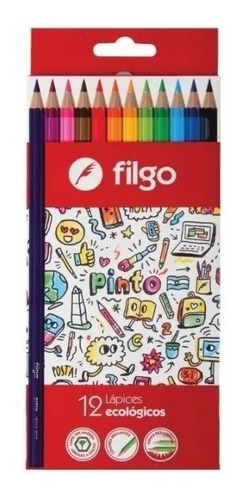 Imagen 1 de 2 de Lapices De Colores Filgo X 12 Colores Largos