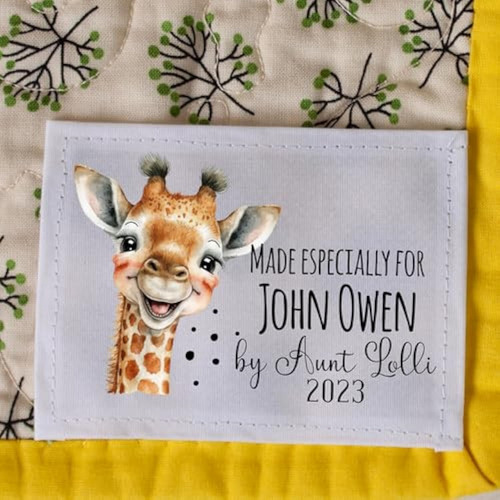 Giraffe Quilt Label Baby Quilt Label - Personalized Kid's &