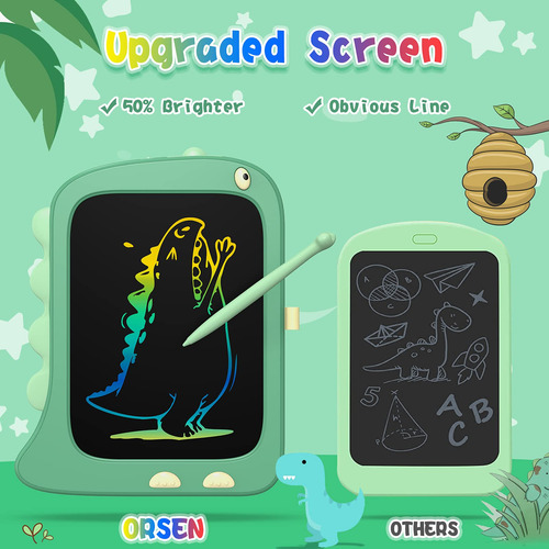 Tablet Lcd Para Pintura Y Dibujo De Niños Dinosaurio Verde