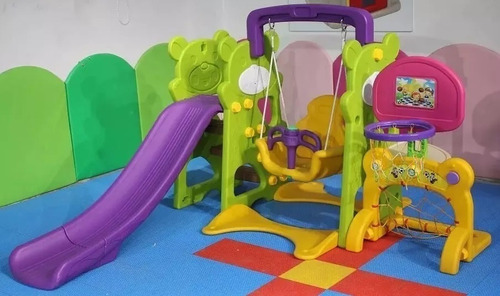 Resbaladera Tobogán Para Niños 4 En 1 Columpio + Arco + Aro