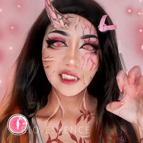 Lentes De Contacto Nezuko Demonio Cosplay Kimetsu No Yaiba