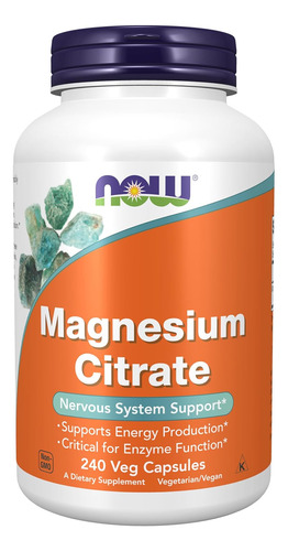 Citrato De Magnesio Organico Vegano Sistema Nervioso 240 Cap