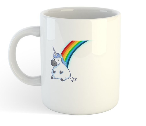 Taza De Ceramica Unicornio Gordito Tierno Rainbow Kawaii