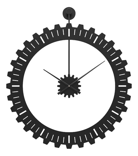 Reloj De Pared Con Forma De Engranaje Reloj Negro 50cmx59cm