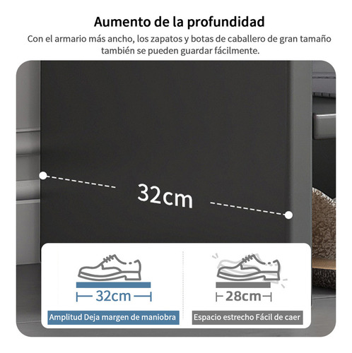 Zapatera Moderna Madera Entrada Gris 60cm 2puertas Capas Gris Oscuro
