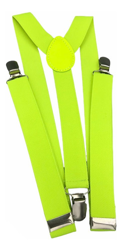 Suspensórios Masculino E Feminino Largo 2,5cm Preto Social Cor Verde Fluorescente