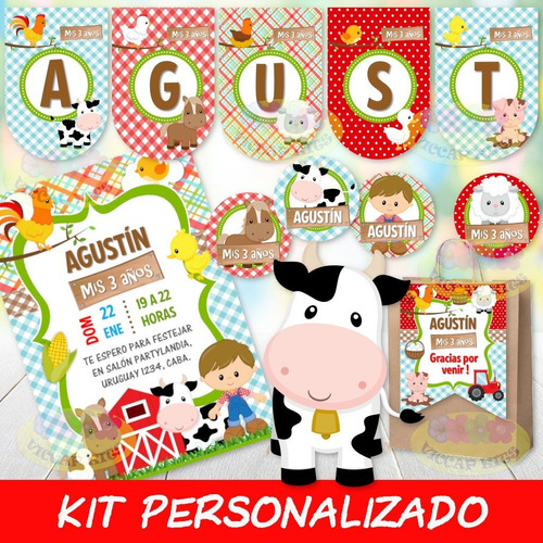 Kit Imprimible Animales De La Granja Nene Personalizado
