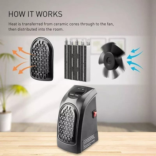 Mini Calefactor Portátil Eléctrico 400w + Adaptador/ Smart B