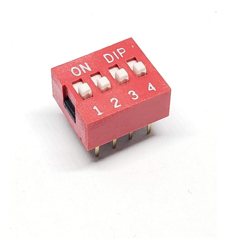 Pack X 5 Interruptor Dip Switch 4 Posiciones 2.5mm Rojo