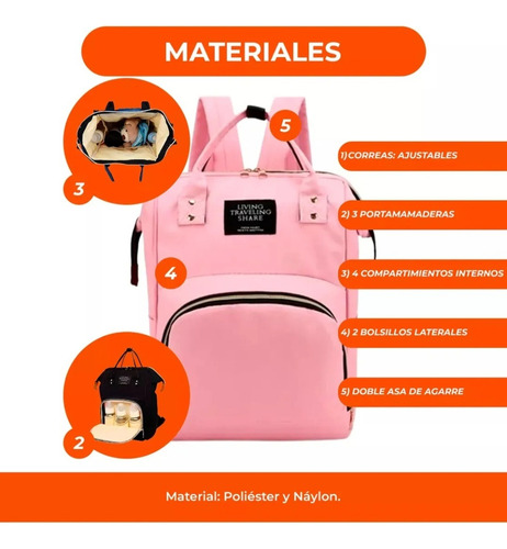 Mochila Maternal Urbana Mujer Rosa Claro