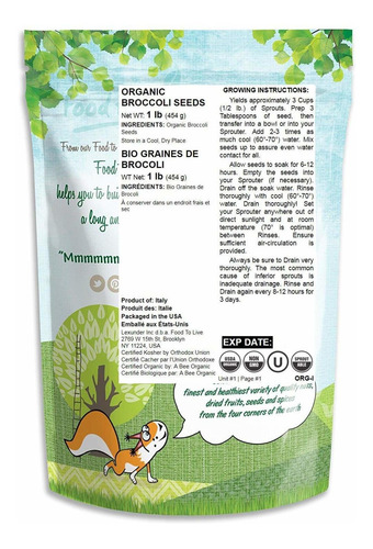 Las Semillas De Brócoli Orgánico A La Germinación De Comida