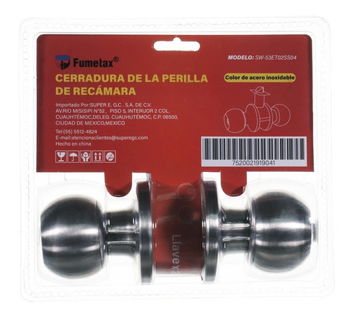 Imagen 8 de 10 de Cerradura Puerta Perilla Redonda Recamara Seguro Inoxidable
