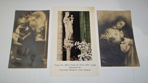Estampas Religiosas (3) Notre Dame Francia 1930-7  Antiguas