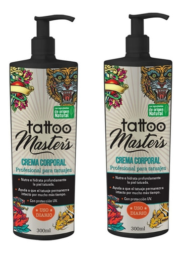 Tattoo Master´s  Crema Corporal Para Tatuajes 300 Ml - 2 Pz