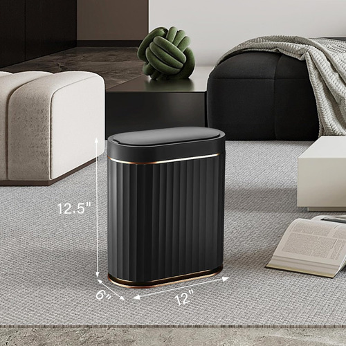 Cubeta De Basura Con Tapa Para Baño Negro Con Sensor De 2