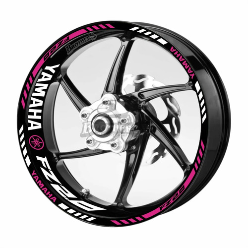 Kit Calcomanías Stickers Rines Yamaha Fz-16 Mod.1 Rosa Mujer