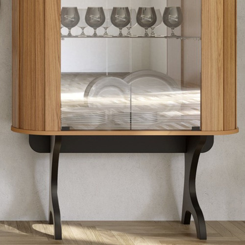 Mesa de café Cristaleira Fall 2 Pta West D01, color negro, marrón amarillento