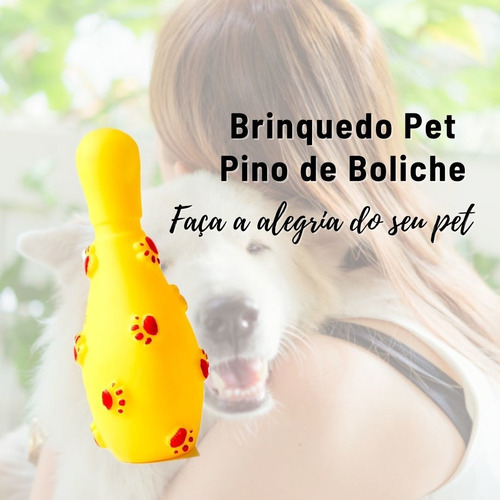 Brinquedo Pet - Pino De Boliche De Borracha Cor:amarelo